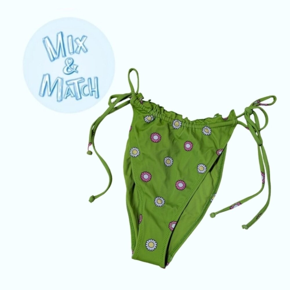Amor y Besos Green Buttercup Ruffle Side Tie Bikini Bottom